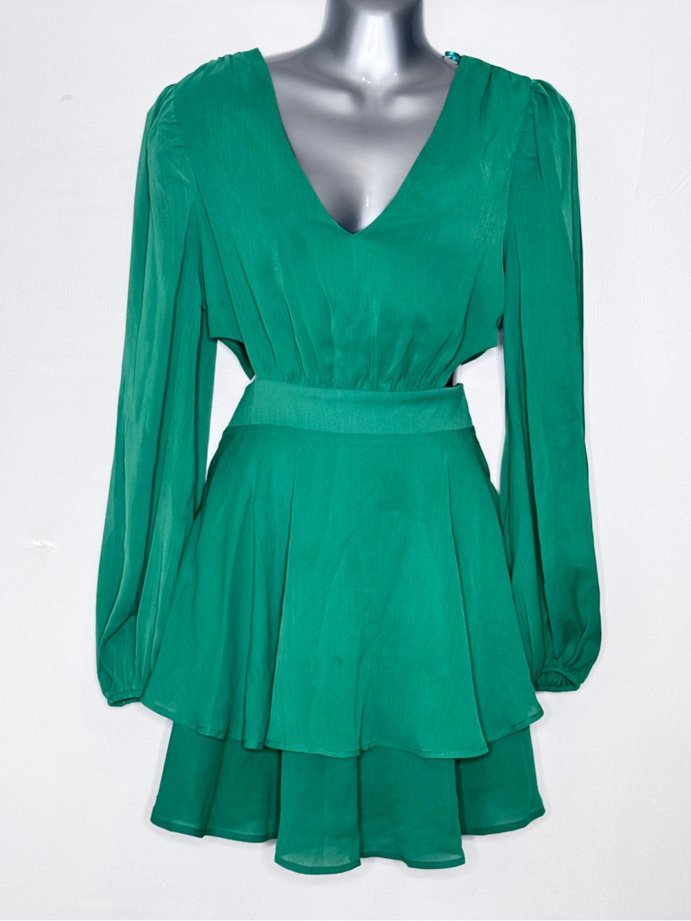 Lilly’s Kloset Green Cutout Waist Mini Dress Medium Emerald Green Boho Party
